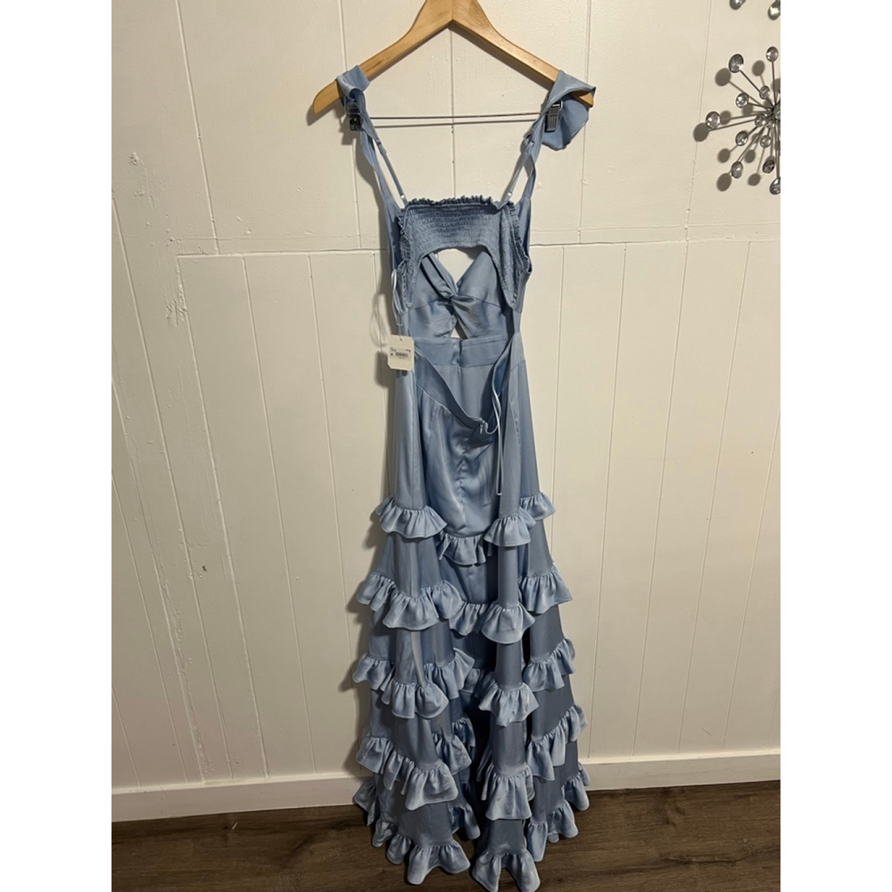 Altar'd State Alana Marie Light Blue Ruffle Maxi Dress - Picture 5 of 16